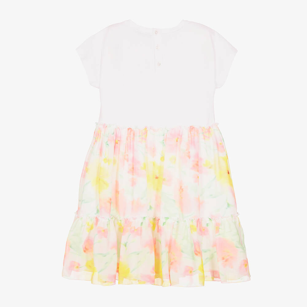 AIGNER-Белое шифоновое платье с цветами | Childrensalon Outlet