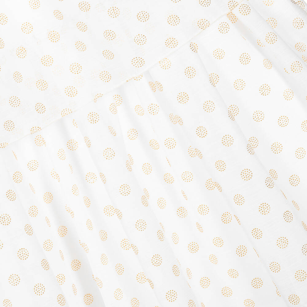 AIGNER-Бело-золотистое шифоновое платье | Childrensalon Outlet