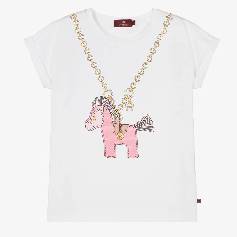 AIGNER - T-shirt blanc Ado fille | Childrensalon