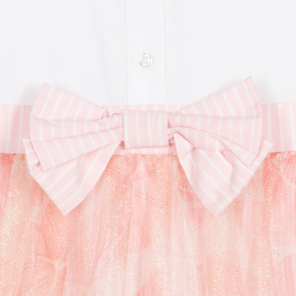 AIGNER-Бело-розовое платье-рубашка | Childrensalon Outlet