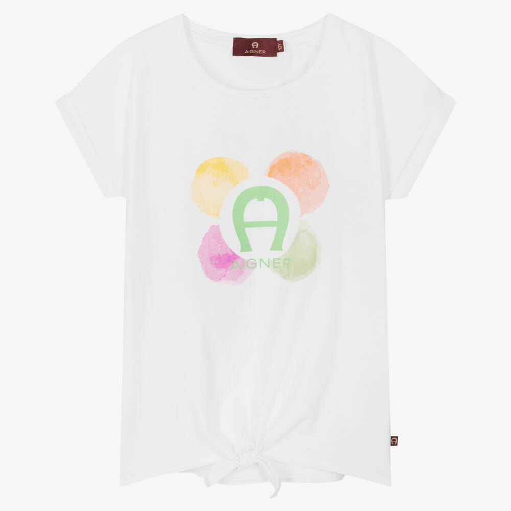 AIGNER - Белая футболка с узлом | Childrensalon