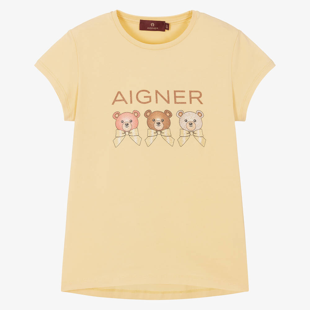 AIGNER - Teen Girls Yellow Logo T-Shirt | Childrensalon