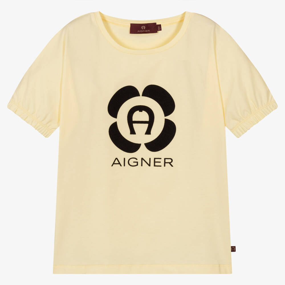 AIGNER - Teen Girls Yellow Logo T-Shirt | Childrensalon