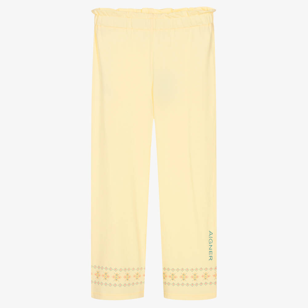 AIGNER-Teen Girls Yellow Wide-Leg Trousers | Childrensalon Outlet