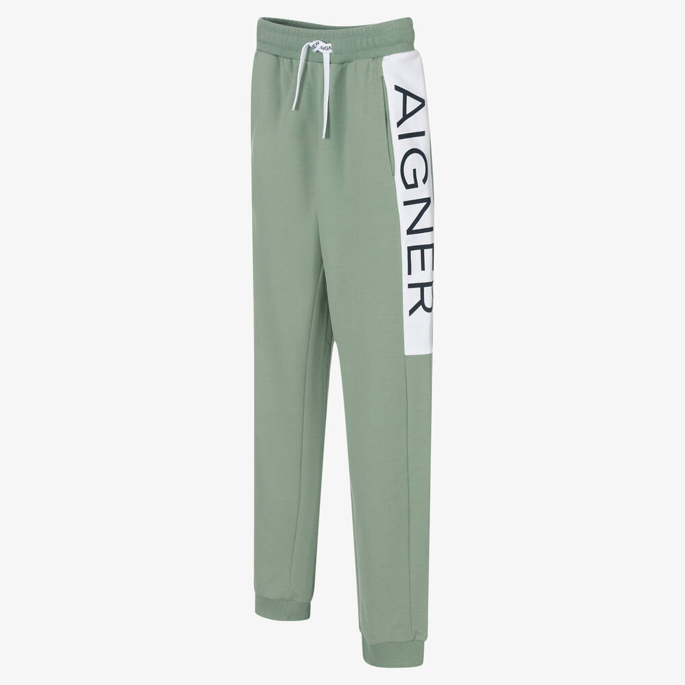 AIGNER-Teen Green Cotton Logo Jogger | Childrensalon Outlet