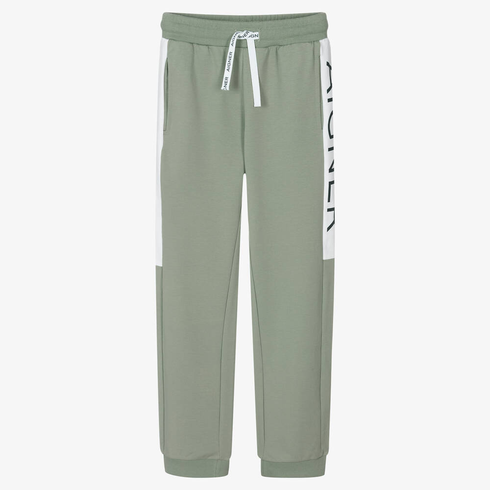 AIGNER - Teen Green Cotton Logo Jogger | Childrensalon