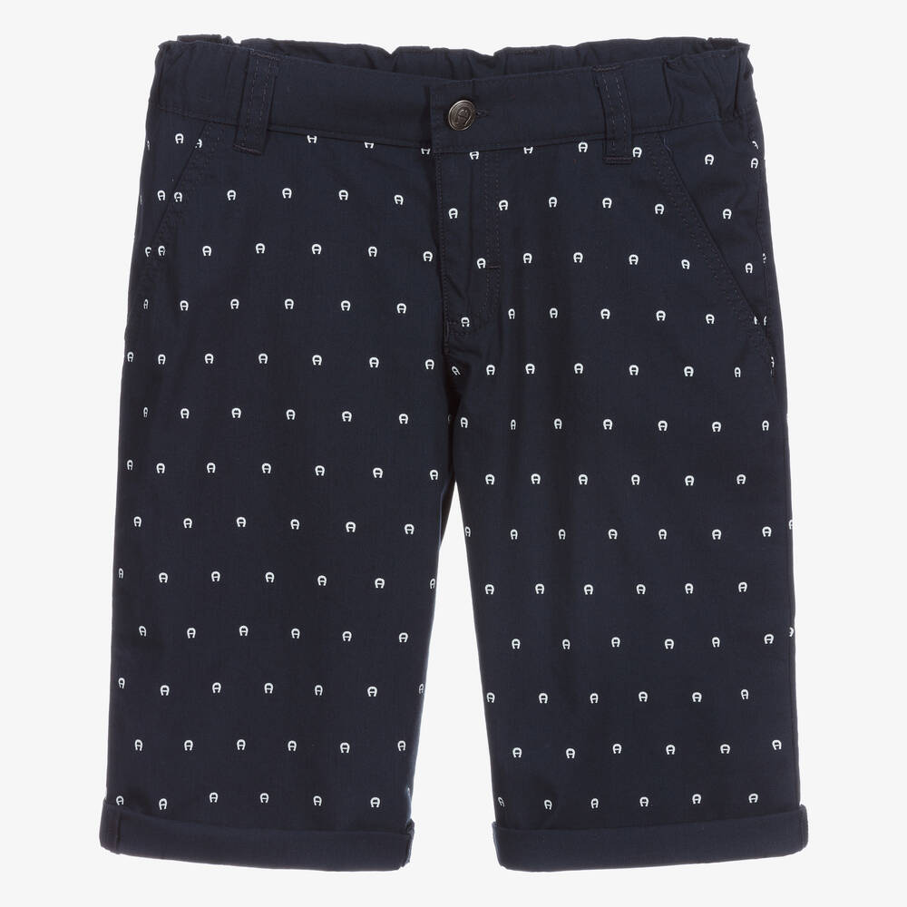 AIGNER - Short bleu marine à logo Ado | Childrensalon