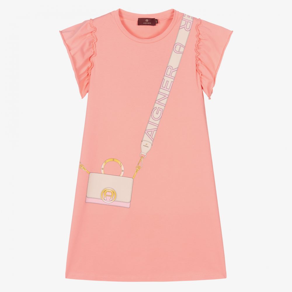 AIGNER - Robe rose à imprimé sac Ado | Childrensalon