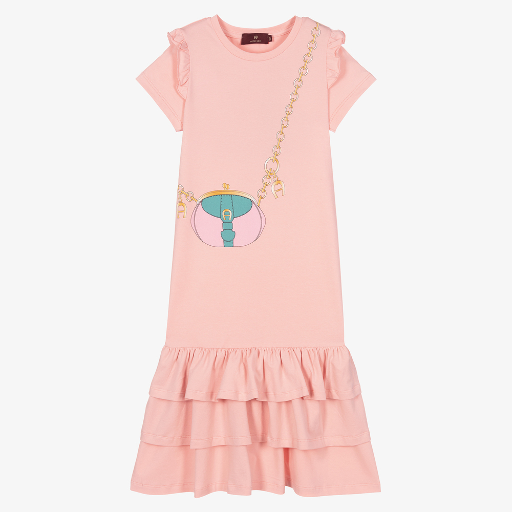 AIGNER - Robe rose à imprimé sac Ado | Childrensalon