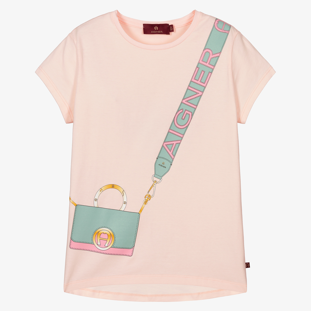 AIGNER - Teen Pink Bag Print T-Shirt | Childrensalon