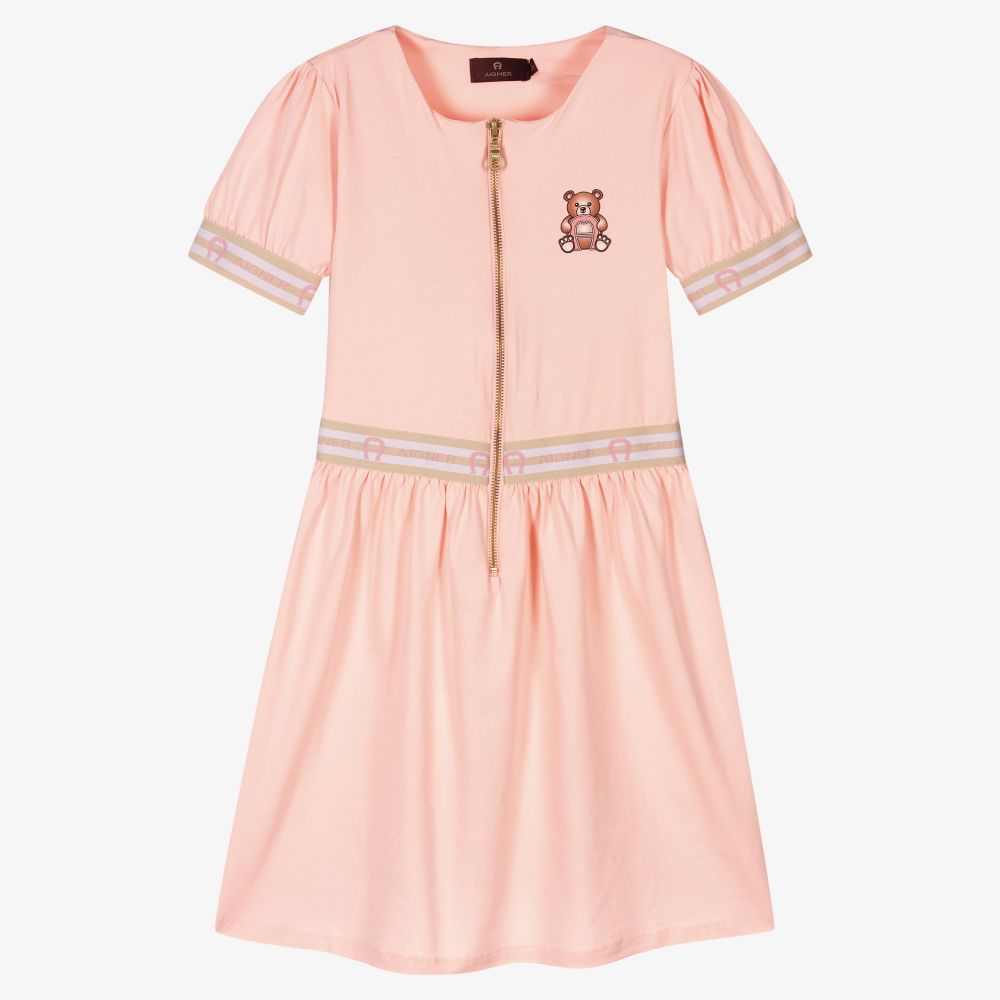 AIGNER - Teen Pink Bear Logo Zip Dress | Childrensalon