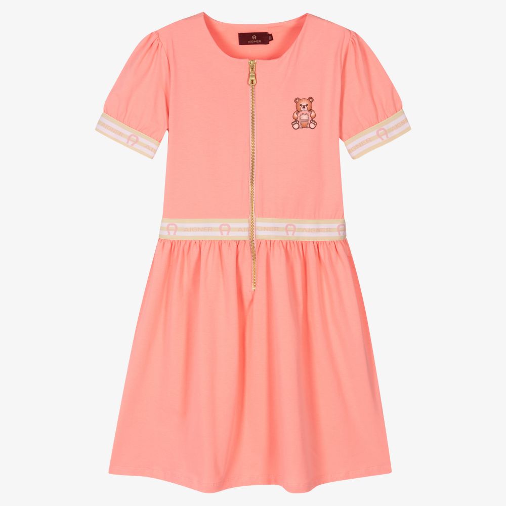 AIGNER - Teen Pink Bear Logo Zip Dress | Childrensalon