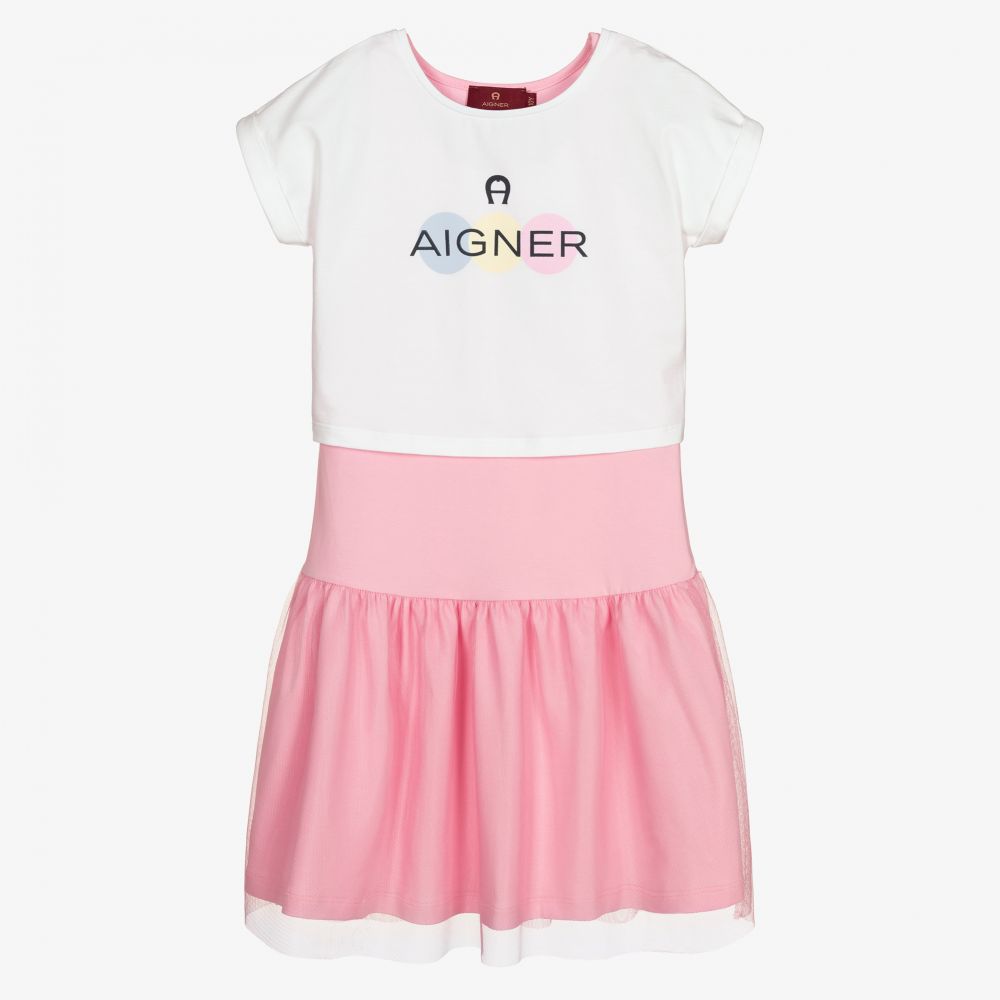 AIGNER-Teen Pink Logo Dress Set | Childrensalon Outlet