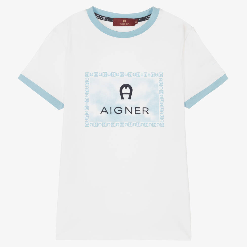 AIGNER-Бело-голубая футболка | Childrensalon Outlet