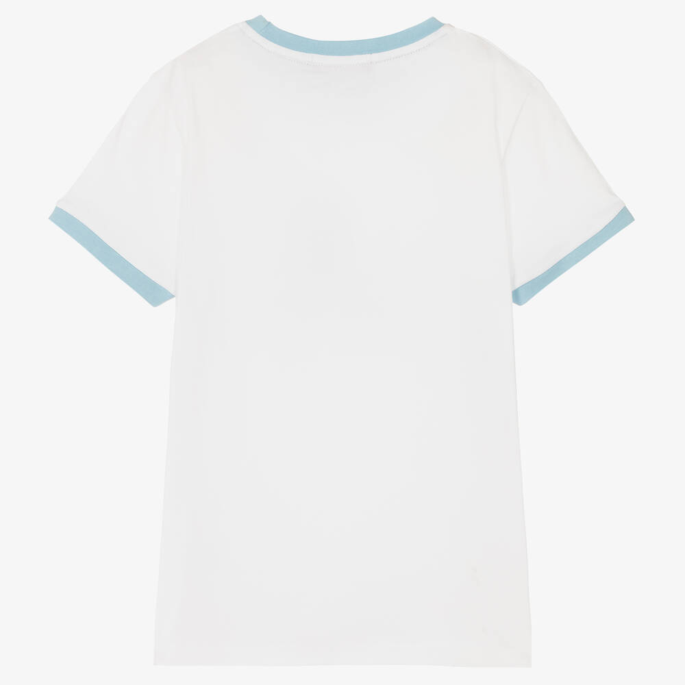 AIGNER-تيشيرت تينز ولادي قطن لون أبيض وأزرق | Childrensalon Outlet