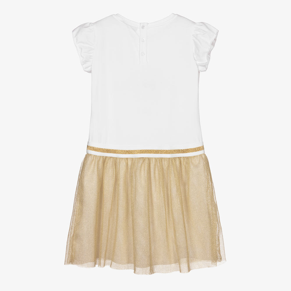 AIGNER-Teen White & Gold Tulle Dress | Childrensalon Outlet