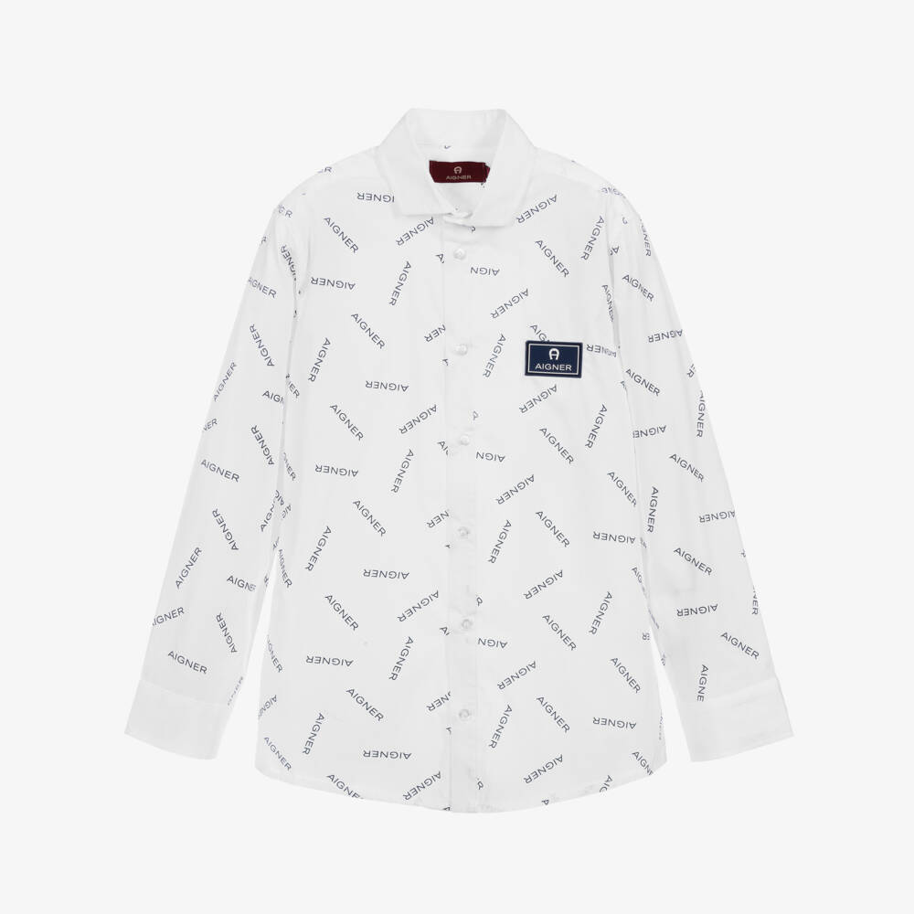 AIGNER-Teen White Logo Shirt | Childrensalon Outlet