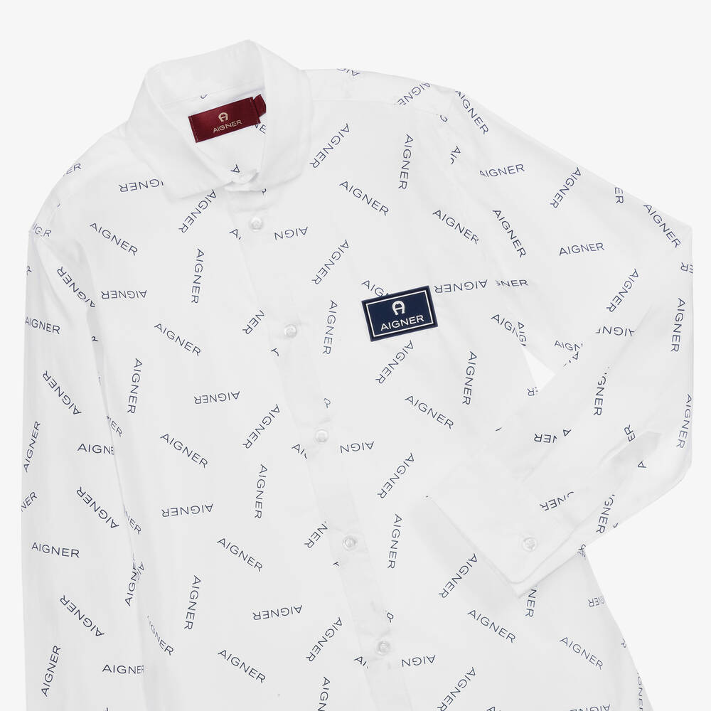 AIGNER-Teen White Logo Shirt | Childrensalon Outlet