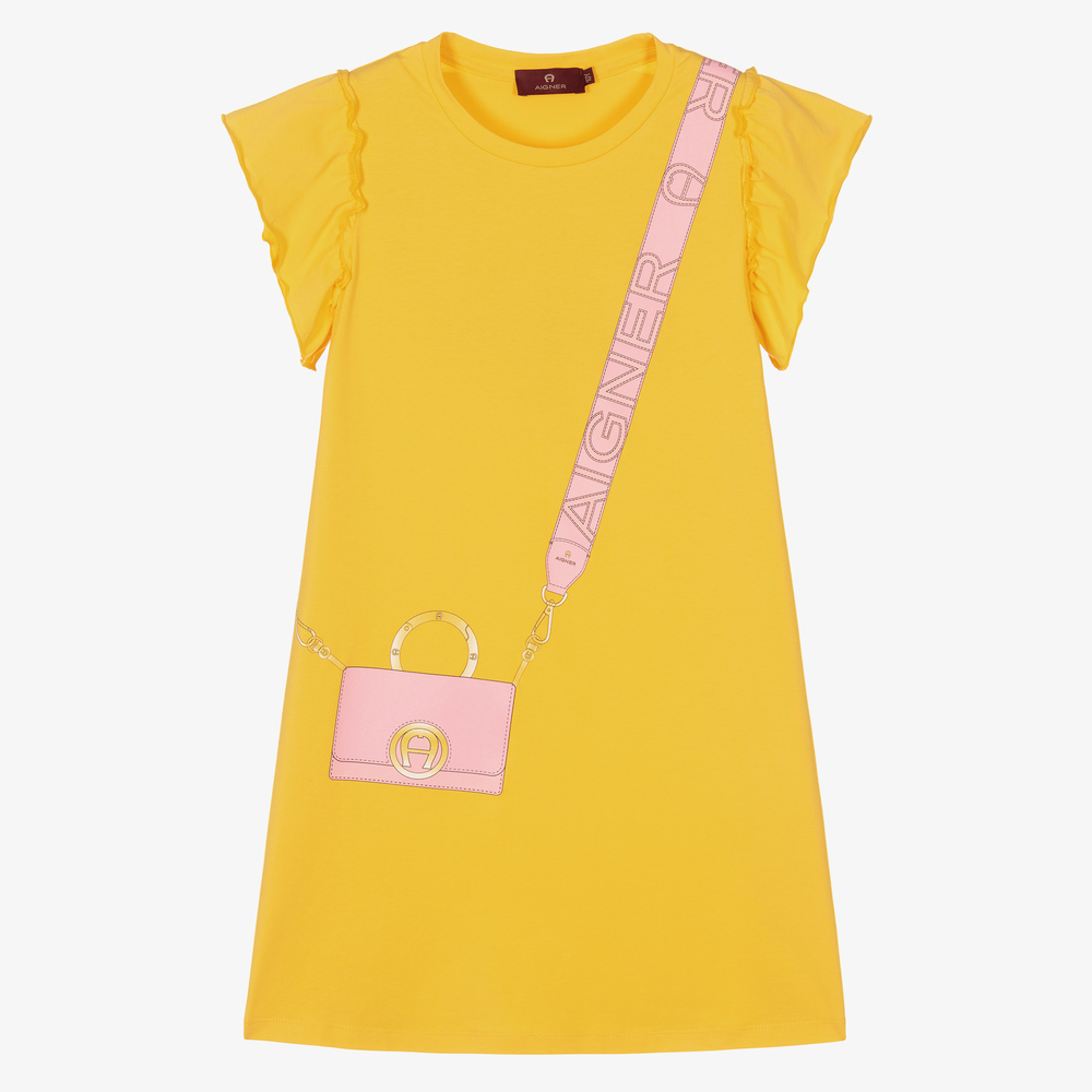 AIGNER - Teen Yellow Bag Print Dress | Childrensalon