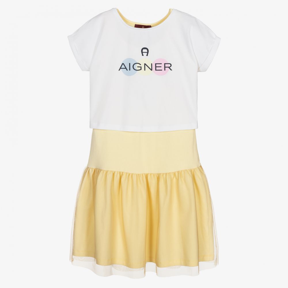 AIGNER - Teen Yellow Logo Dress Set | Childrensalon