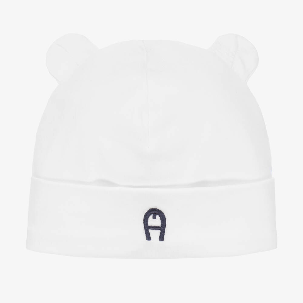 AIGNER-قبعة قطن بيما جيرسي لون أبيض للأطفال | Childrensalon Outlet