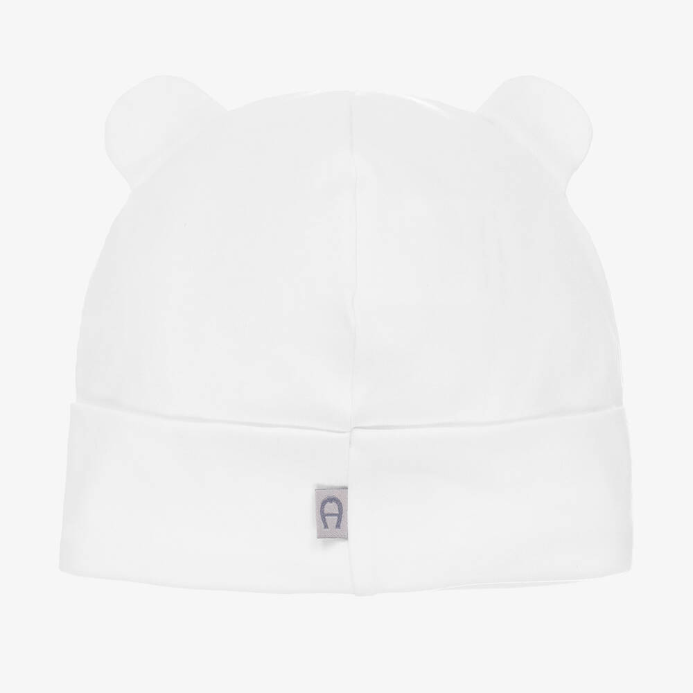 AIGNER-White Cotton Baby Hat | Childrensalon Outlet