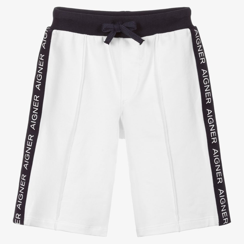 AIGNER - White Cotton Jersey Shorts | Childrensalon