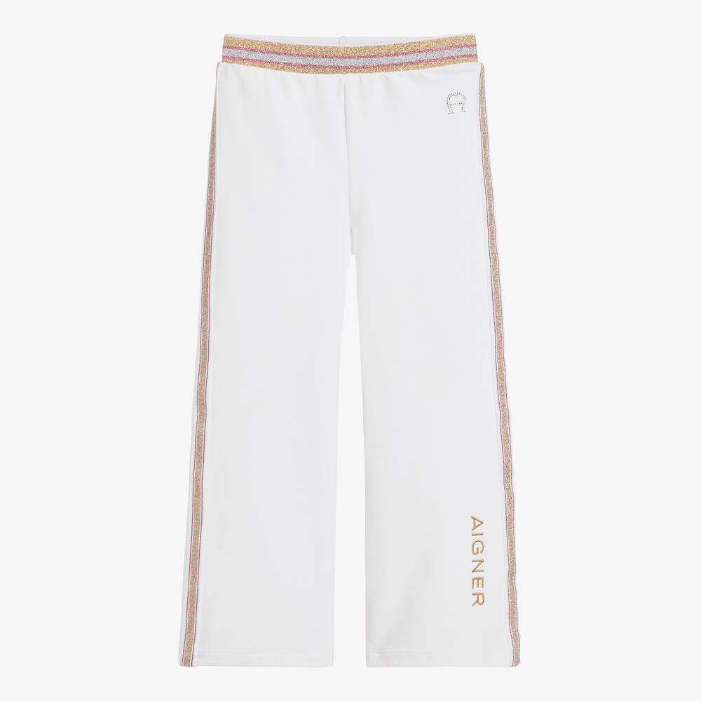 AIGNER - White Cotton Jersey Trousers | Childrensalon