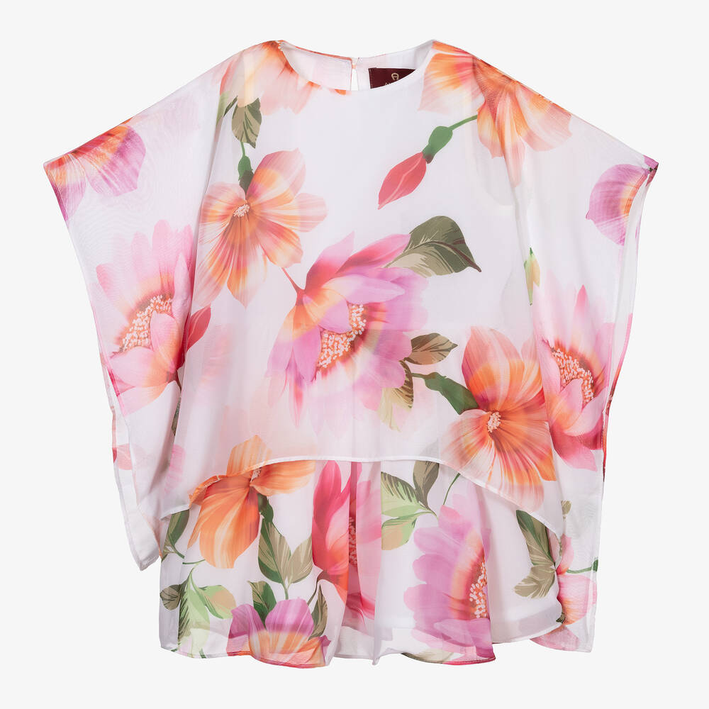 AIGNER-White Floral Chiffon Dress | Childrensalon Outlet