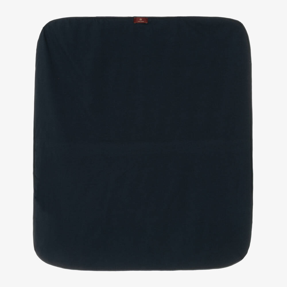 AIGNER White & Navy Blue Pima Cotton Baby Blanket (85cm