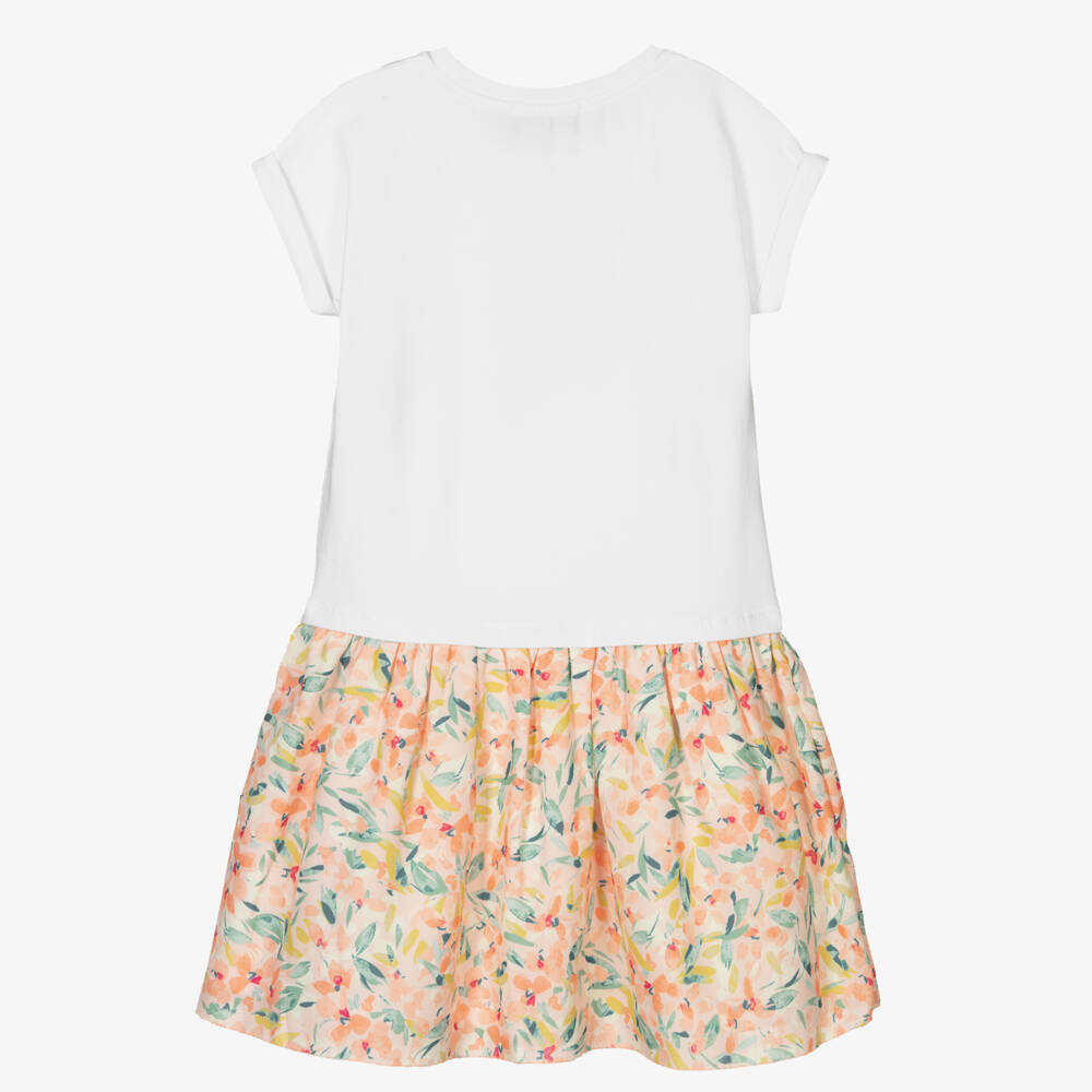 AIGNER-White & Orange Floral Dress | Childrensalon Outlet