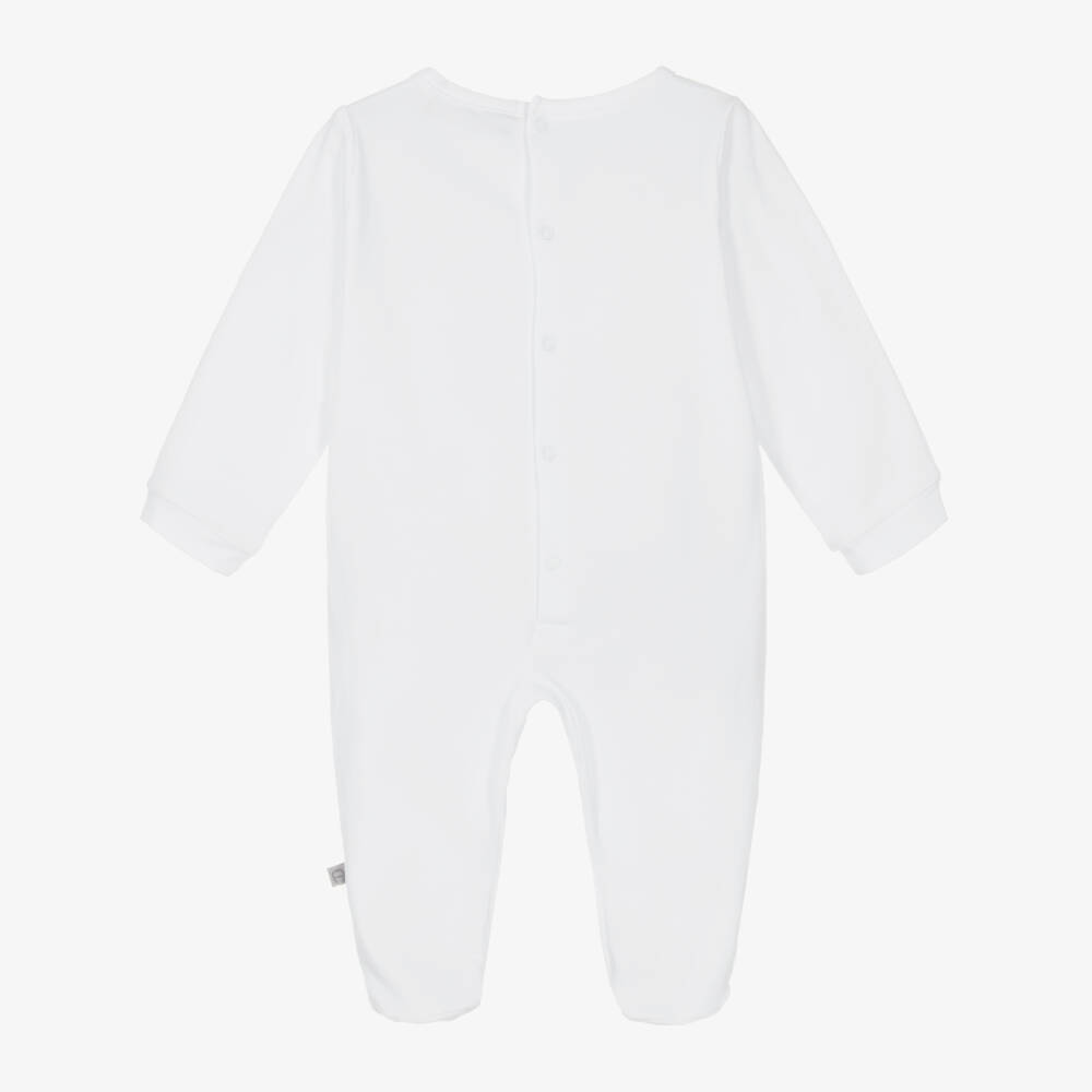 AIGNER-White Pima Cotton Infant Sleepsuit | Childrensalon Outlet