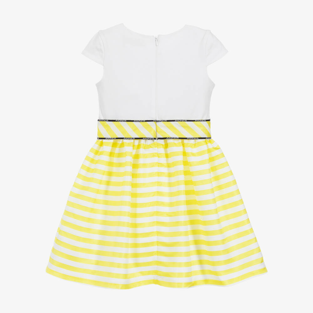 AIGNER-White & Yellow Striped Dress | Childrensalon Outlet