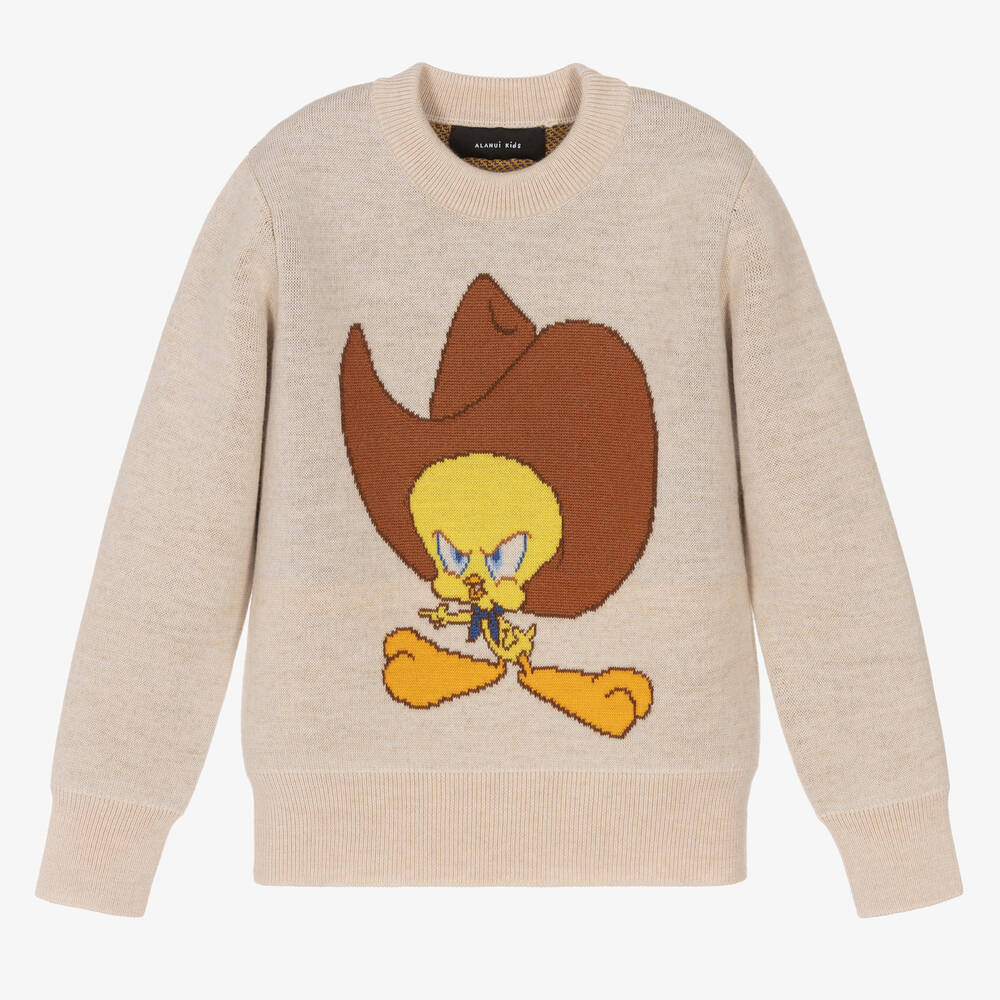 Alanui-Beige Looney Tunes Wool Sweater | Childrensalon Outlet
