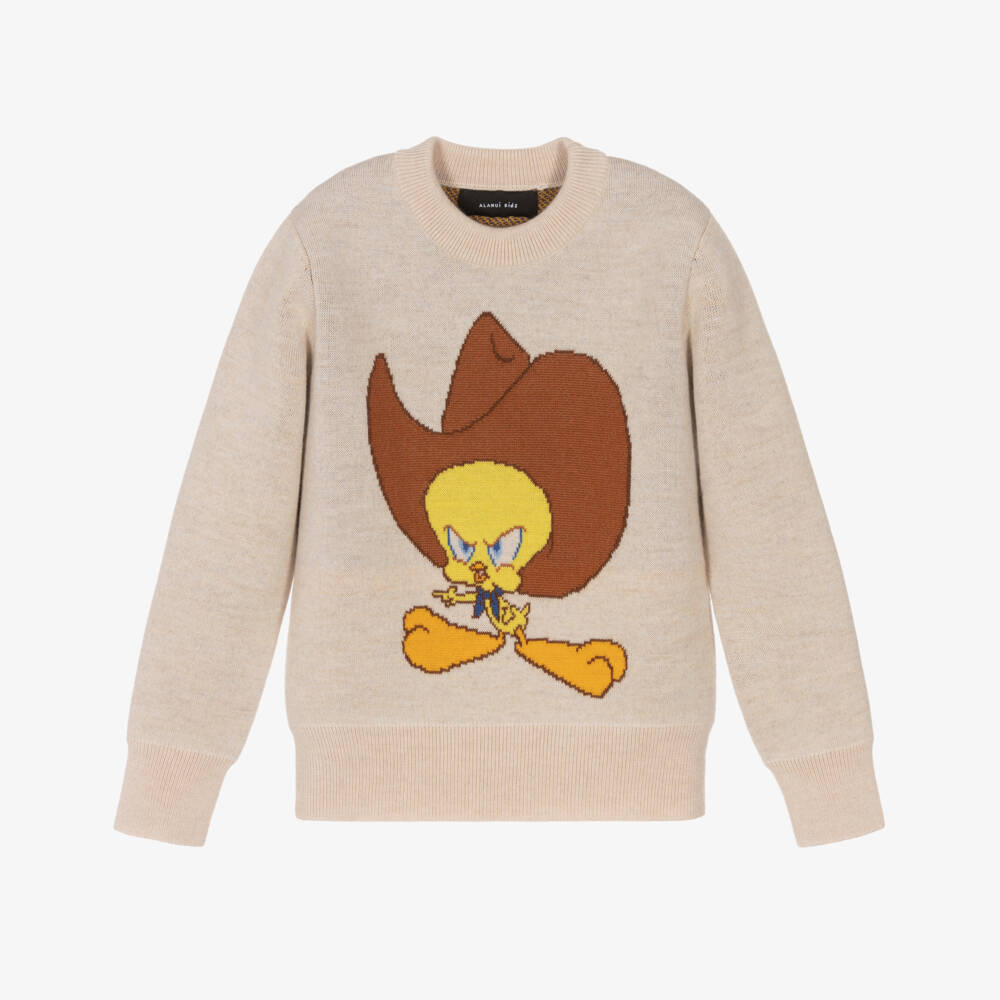 Alanui-Beige Looney Tunes Wool Sweater | Childrensalon Outlet