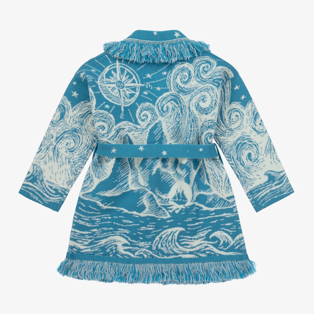 Alanui-Blue Antarctic Expedition Wool Cardigan | Childrensalon Outlet