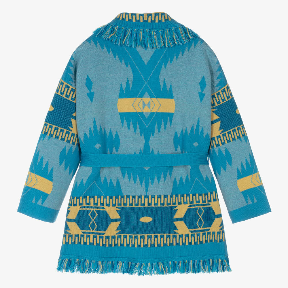 Alanui-Blue & Yellow Wool Icon Cardigan | Childrensalon Outlet