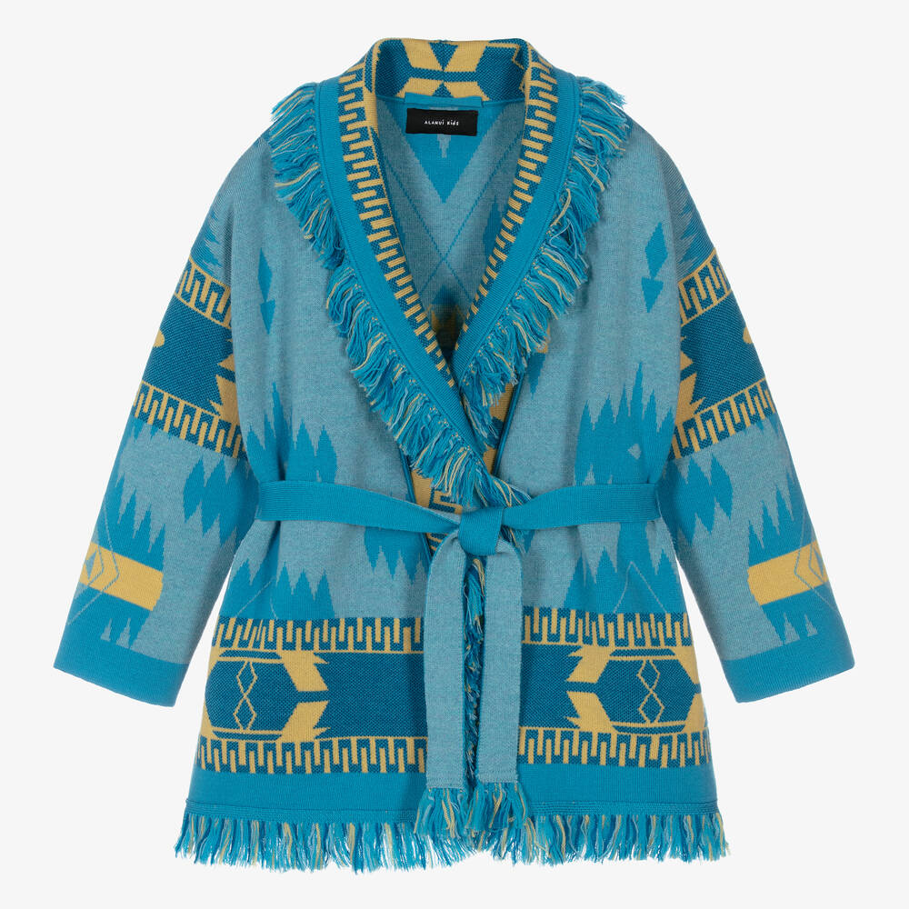 Alanui - Blue & Yellow Wool Icon Cardigan | Childrensalon