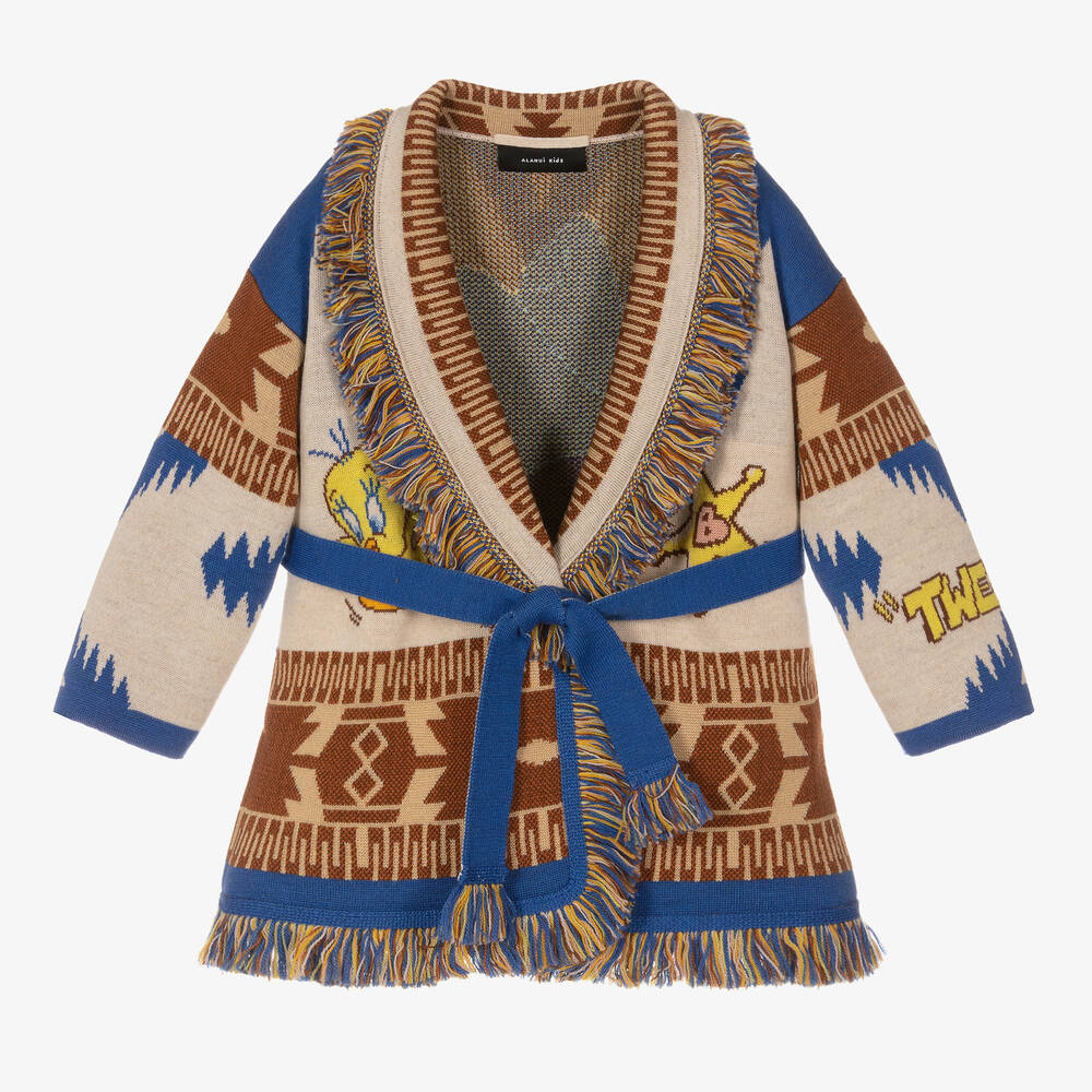 Alanui - Brown & Blue Wool Icon Cardigan | Childrensalon