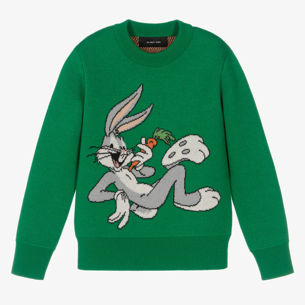 Alanui Green Looney Tunes Wool Sweater Childrensalon Outlet
