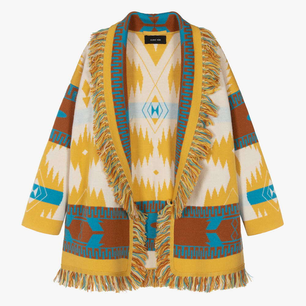 Alanui-Yellow & Ivory Wool Icon Cardigan | Childrensalon Outlet