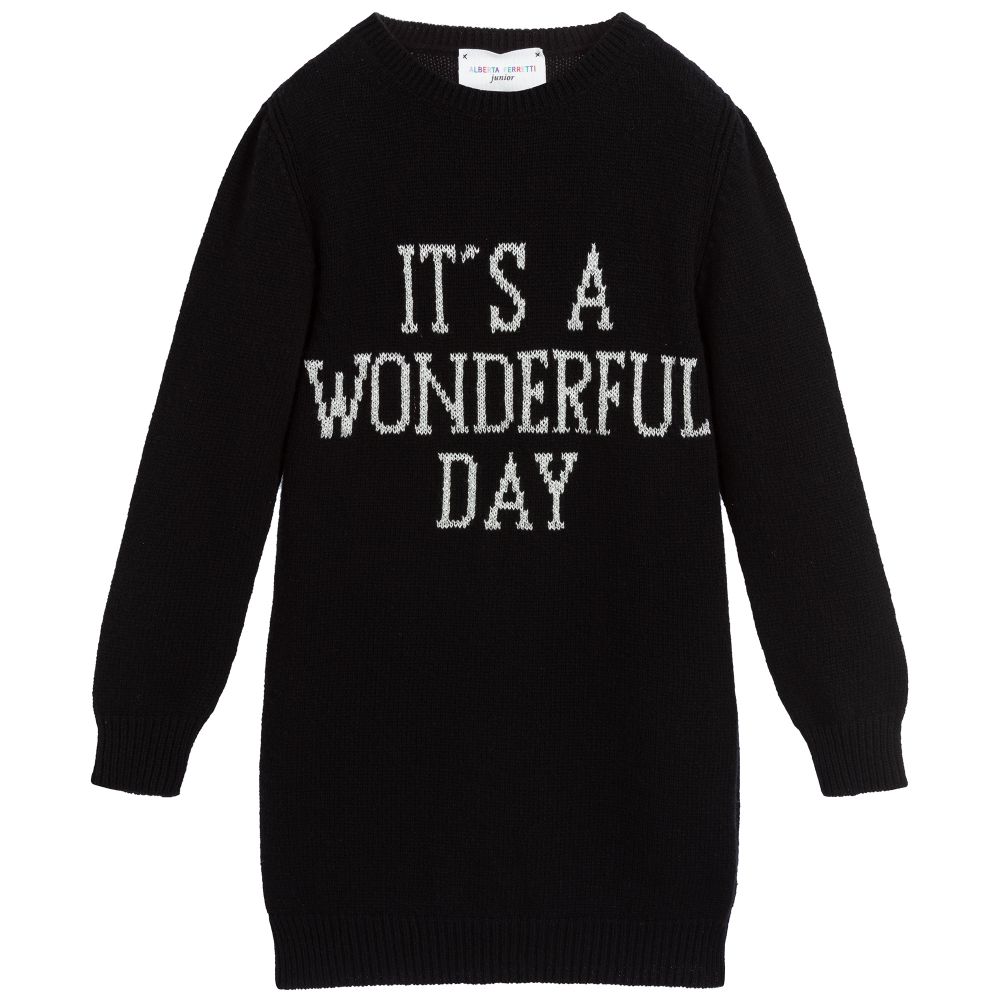 Alberta Ferretti - Black Wool Sweater Dress | Childrensalon
