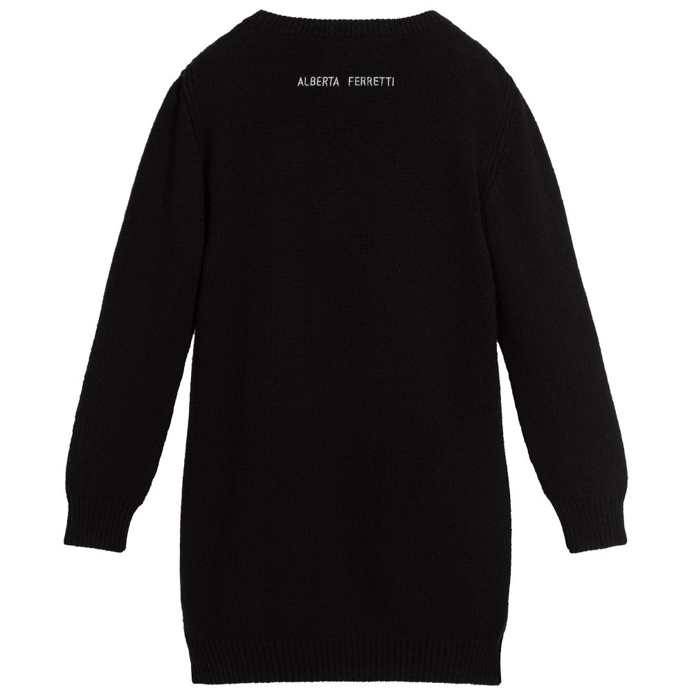 Alberta Ferretti Black Wool Sweater Dress