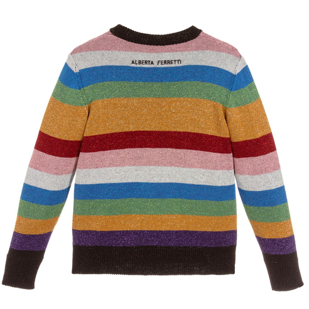 Alberta Ferretti-Girls Glittery Striped Sweater | Childrensalon Outlet