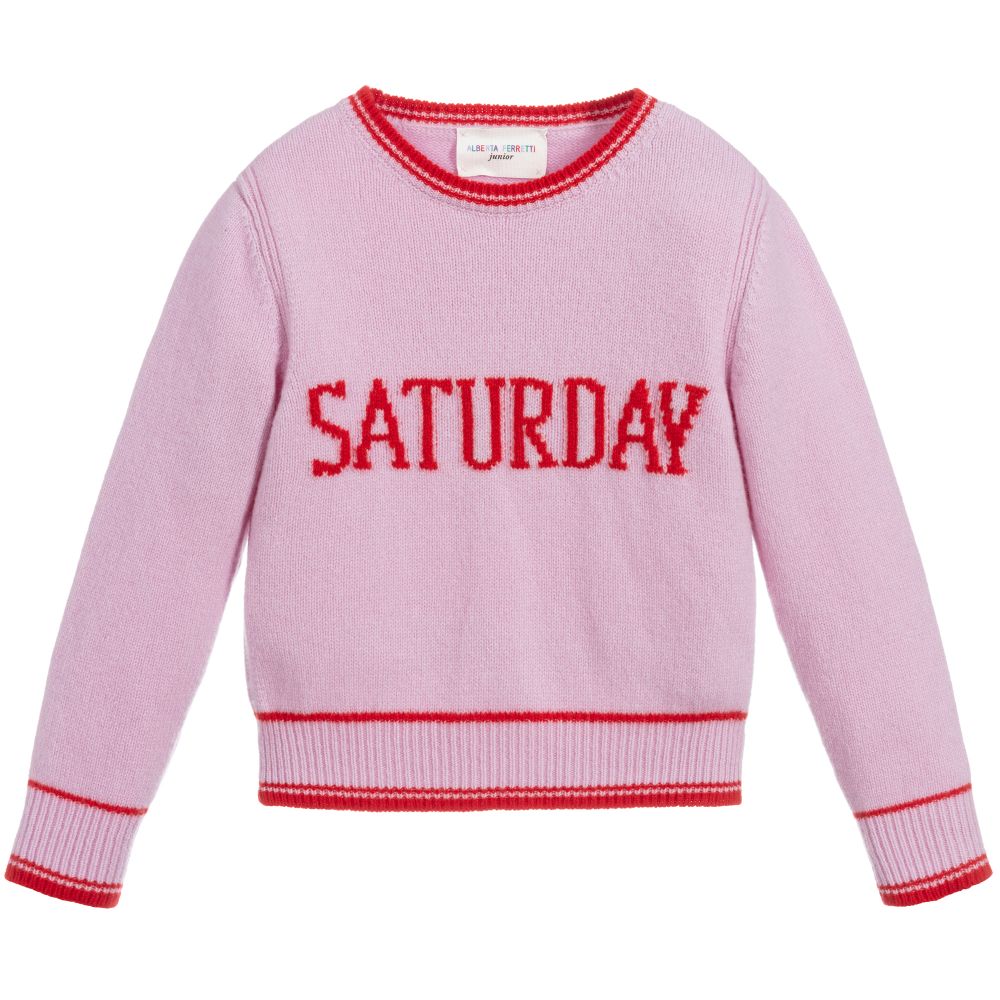 Alberta Ferretti - Girls Pink Wool Sweater | Childrensalon