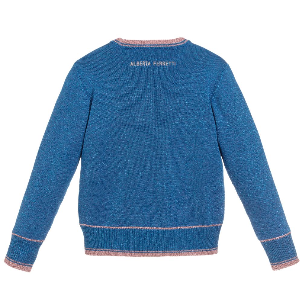 Alberta Ferretti-Glittery Blue Viscose Sweater | Childrensalon Outlet