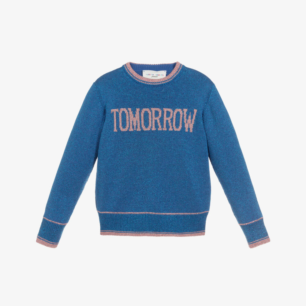 Alberta Ferretti-Glittery Blue Viscose Sweater | Childrensalon Outlet