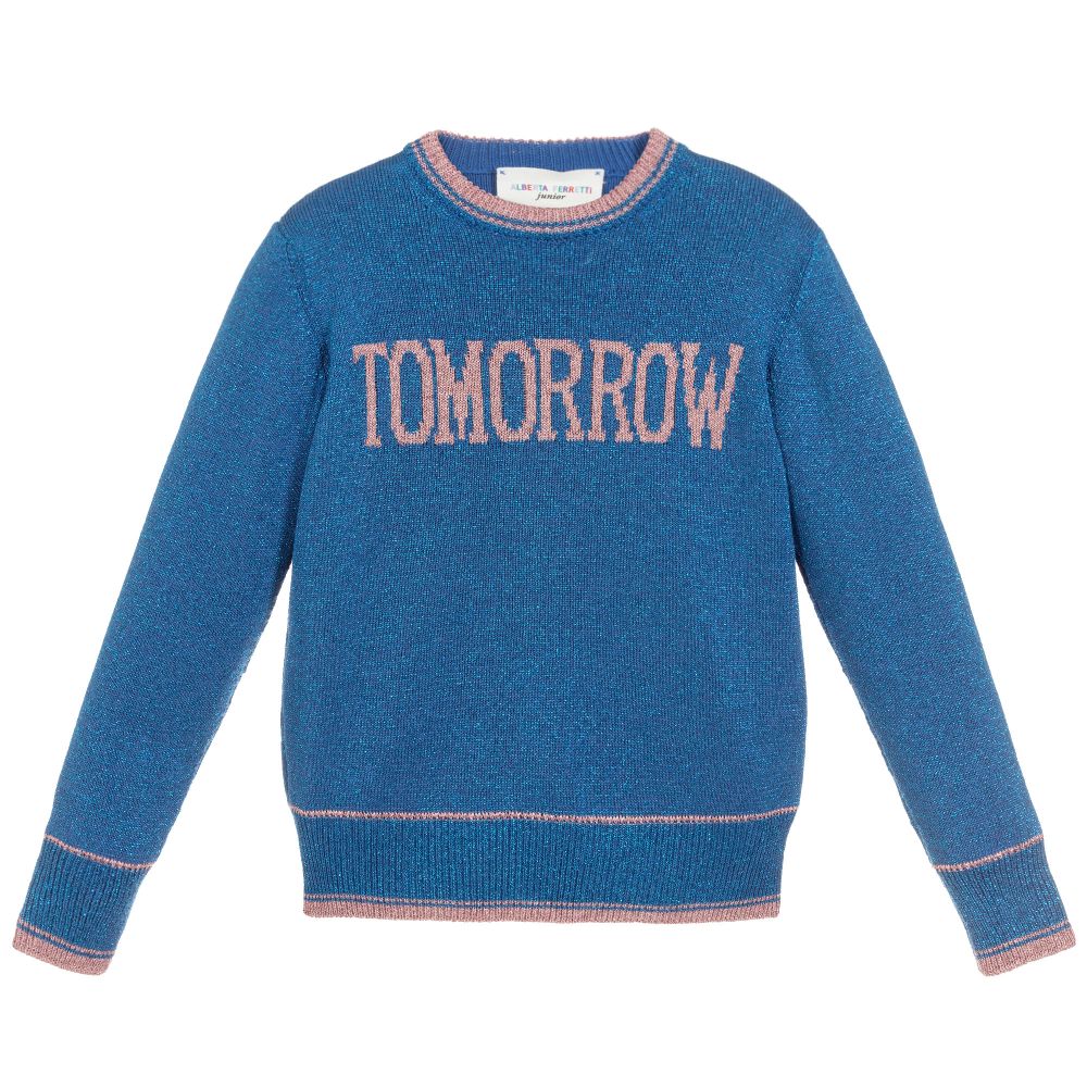 Alberta Ferretti - Glittery Blue Viscose Sweater | Childrensalon