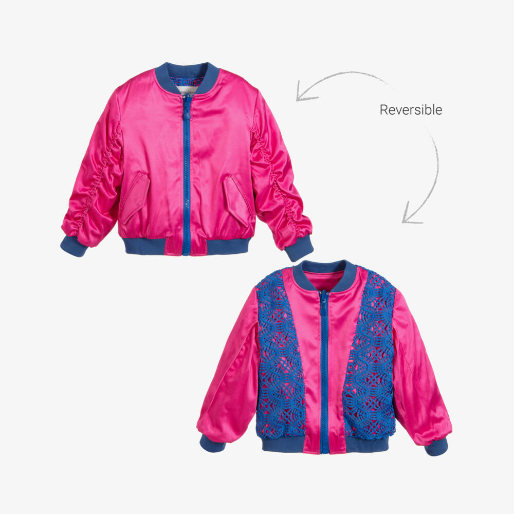 Alberta Ferretti-Pink & Blue Reversible Jacket | Childrensalon Outlet