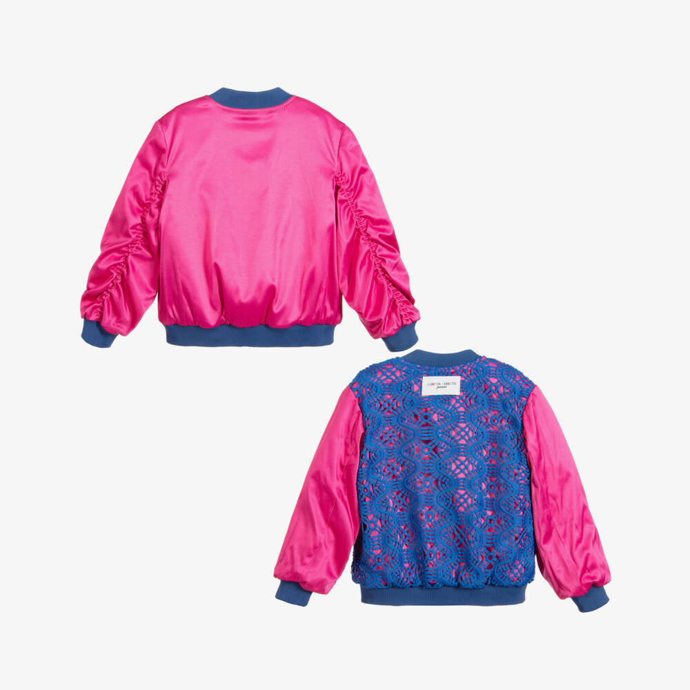 Alberta Ferretti-جاكيت بوجهين لون زهري و أزرق للبنات | Childrensalon Outlet